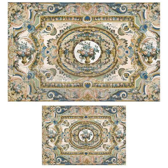 ReDesign with Prima Serenade in Blue fiber decoupage paper set showing two sheets: 19x30 and A3 16.5x11.7