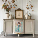 ReDesign with Prima Seraphina in Sapphire A3 fiber decoupage paper applied to a painted cabinet door furniture makeover