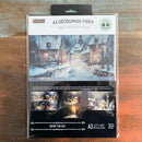 A package of ReDesign with Prima's Snowy Twilight fiber paper is against a dark wood background.