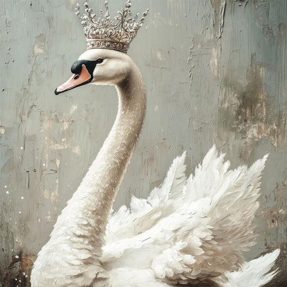 Close-up of an A1 fiber paper featuring a white swan crowned on sparkling waters. 