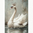 A1 fiber paper featuring a white swan crowned on sparkling waters. White borders are on the sides.