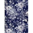 Floral pattern with white flowers on a dark blue background