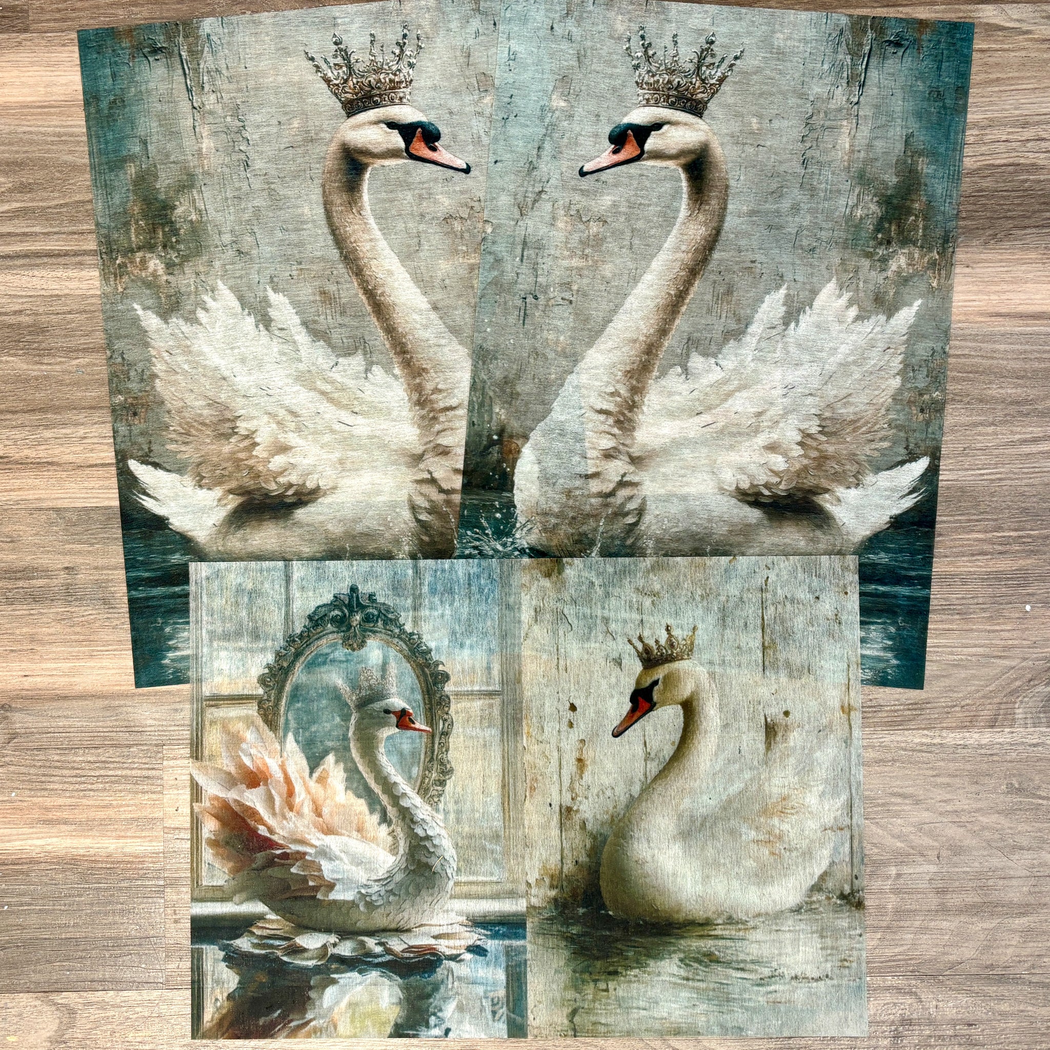 Exclusive Swan Serenity A3 Fiber Decoupage Papers (3 Pack) - Limited Edition