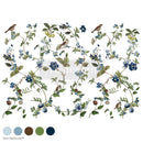 Chirping Charm furniture transfer color palette swatches in blues, greens, and navy for coordinating paint colors