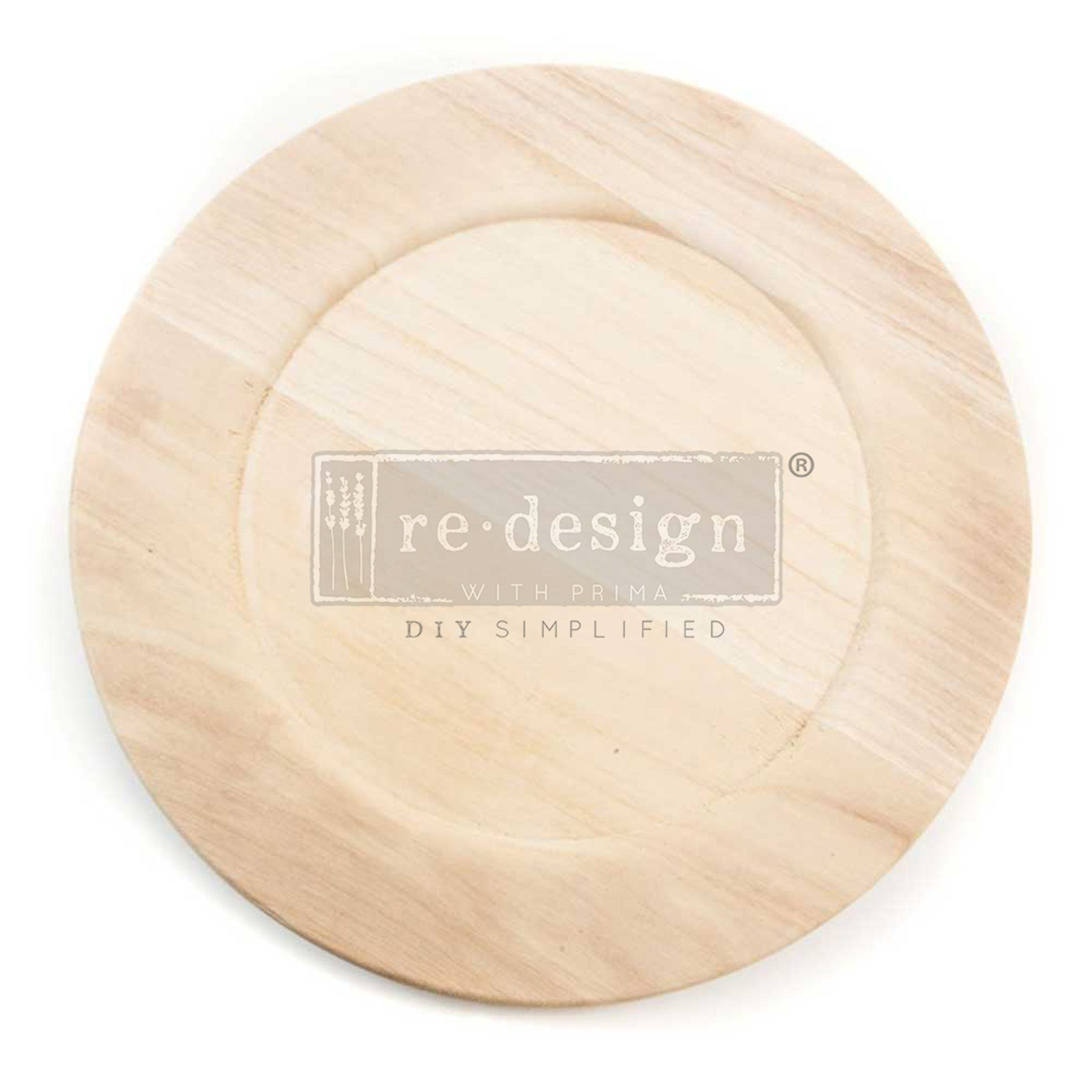 14" wood saucer ready to decorate is against a white background.