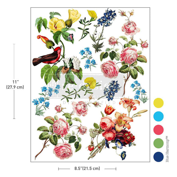 Rustic Romance water slide transfer measurements – 8.5x11 inch (21.5 x 27.9 cm) ReDesign with Prima H2O transfer sheet