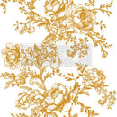 Decorative gold floral pattern on a white background