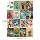 Collage of floral arrangements and scenes with measurements indicated.