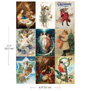 Collage of vintage Christmas cards with measurements