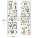 Fleur de Frame Luxe Transfers sheet size 3.25 x 11.5 inches measurement graphic