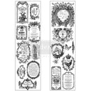 ReDesign with Prima Romance en Fleur Luxe Transfer, two clear acetate sheets with vintage French labels, ornate frames, bees, butterfly, horse and crown designs