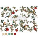 Rosette Aviary furniture transfer with Hue Harmony color palette guide, ReDesign with Prima birds and florals