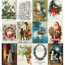 Collage of vintage Christmas cards featuring Santa Claus, wreaths, and traditional holiday scenes.