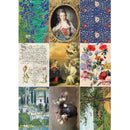 Collage of various artistic images including floral patterns, portraits, and landscapes.