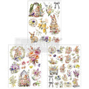 ReDesign with Prima Hop Into Spring furniture transfer set, three 8.5x11 rub-on sheets with bunnies, florals, wreaths, and spring motifs
