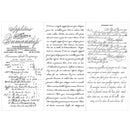 Three sheets of small rub-on transfers featuring French script writing are against a white background.