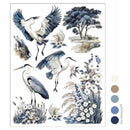 Whispers by the Marsh Middy Transfer set by ReDesign with Prima featuring three 8.5x11 sheets with blue herons, flowers, trees, and marsh designs