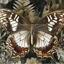 Rustling Wings A3 fiber decoupage paper closeup - large butterfly with cream, brown, and copper tones on moody botanical background