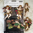 Decorative angel moulds with floral elements on packaging