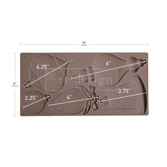 Silicone mold with dimensions labeled on a white background