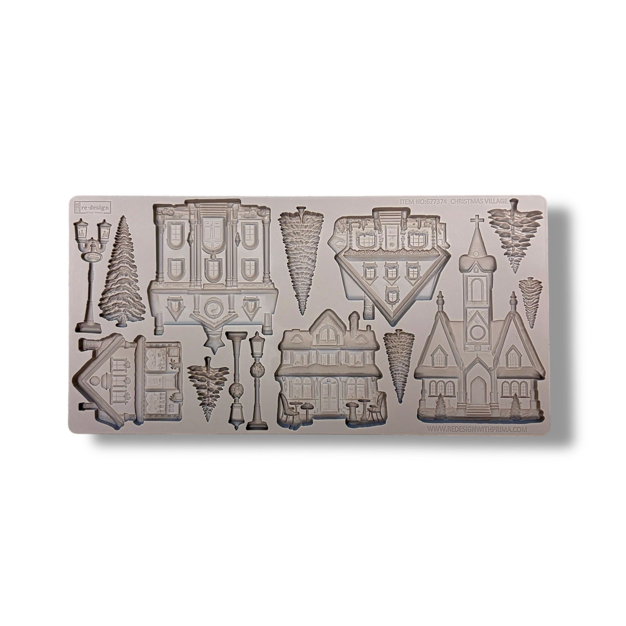 mold with various village shapes on a white background