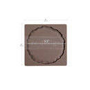 Brown decorative square with scalloped edge and measurements on a white background