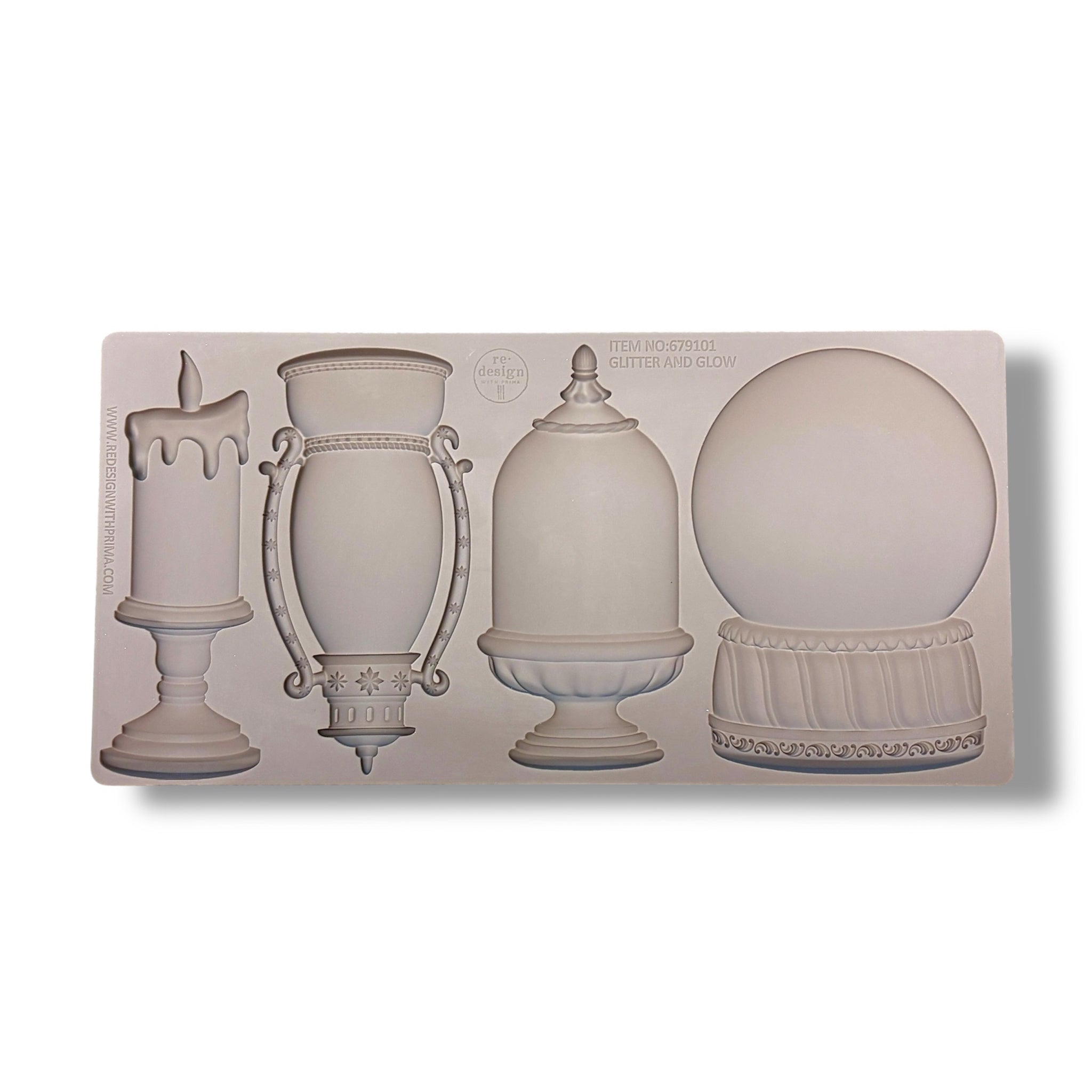 Silicone mold with various decorative shapes on a white background