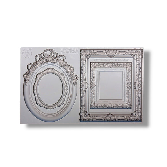 Decorative picture frames in silicone mold on a white background
