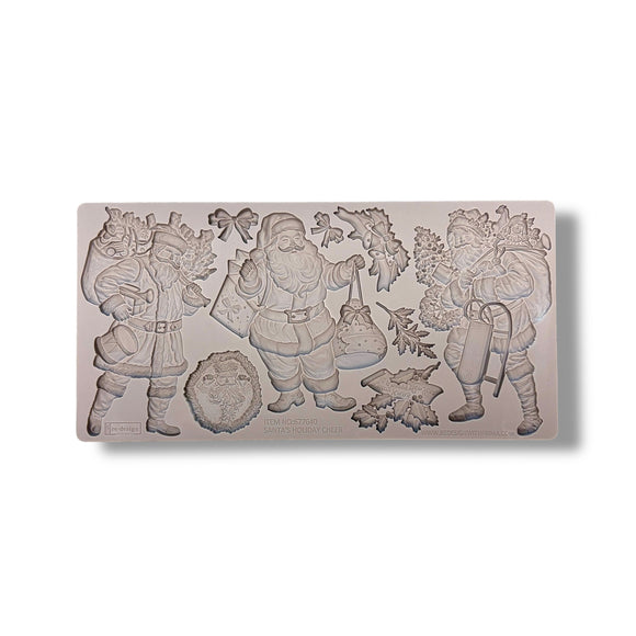 silicone with Santa Claus and winter elements on a white background