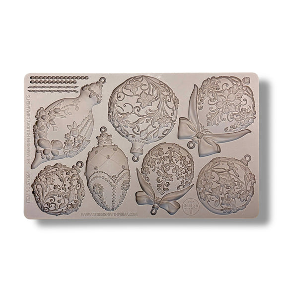Silicone mold with decorative ornament designs on a white background
