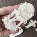 Close-up floral egg frame casting from Eternal Spring Faith 5x8 silicone mold for resin, clay and fondant