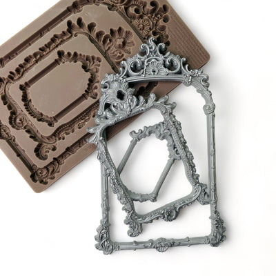 Decorative frame silicone mold on a white background