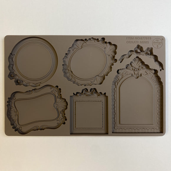 ReDesign with Prima Ornate Mini Frames 5x8 silicone mold showing five detailed frame cavities