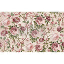 Fiber paper featuring a soft creamy blush background with mauve and pink roses on winding branches. White borders are on the top and bottom.