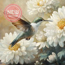 ReDesign with Prima Whispers of the Garden A3 fiber decoupage paper closeup with hummingbird and soft white florals