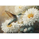 Full sheet of ReDesign with Prima Whispers of the Garden A3 fiber decoupage paper hummingbird and white garden flowers design