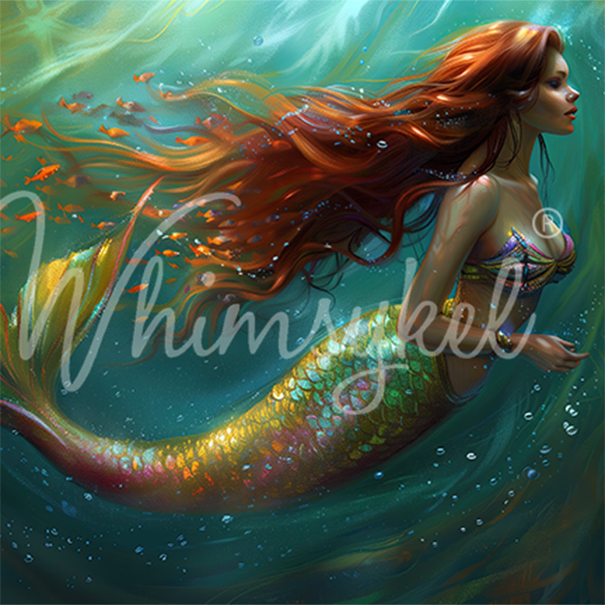 Whimsykel - Ophelia Mermaid Decoupage Paper (14x20 and 21x29 Sizes)