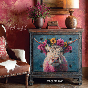 Whimsykel - Magenta Moo Decoupage Paper (21x29 Size) - 0