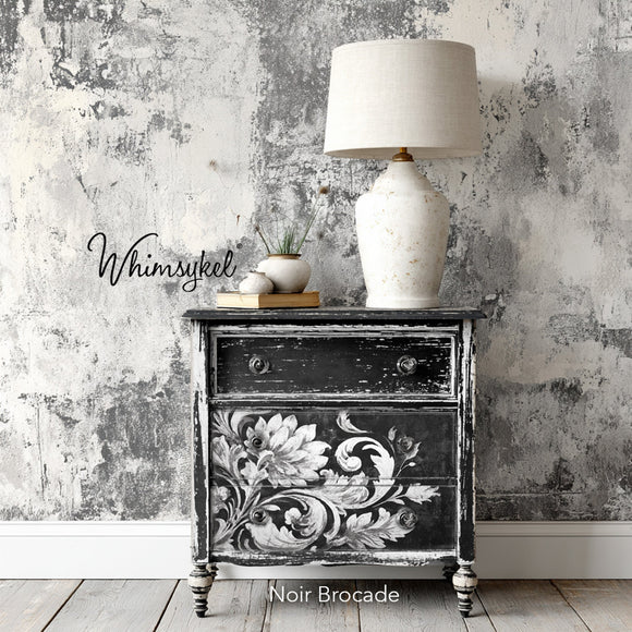 Whimsykel - Noir Brocade Decoupage Paper (Left & Right Sheets 2 Sizes Available) Decoupage Paper