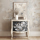 Whimsykel - Noir Brocade Decoupage Paper (Left & Right Sheets 2 Sizes Available) Decoupage Paper