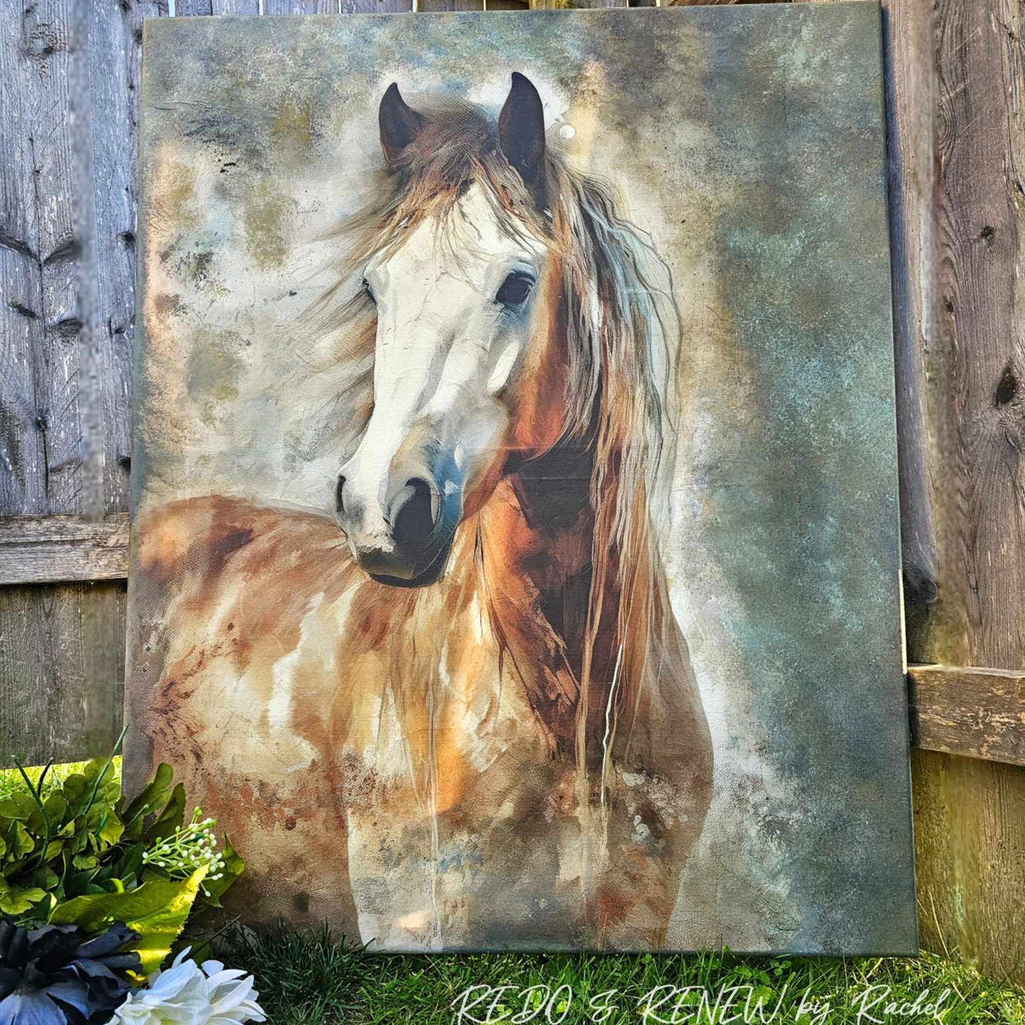 A canvas created by Redo & Renew by Rachel features Whimsykel's Moonstone Beauty tissue paper on it.