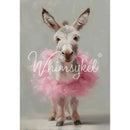 Full 21x29 Whimsykel Donkey Dance tissue decoupage paper sheet for furniture upcycling, donkey in pink tutu artwork