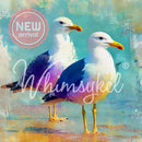 Whimsykel Saltwater Pause 21x29 tissue decoupage paper for furniture featuring coastal seagulls in watercolor seaside tones