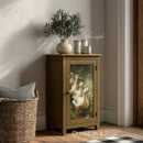 Small cabinet door mockup featuring Whimsykel Ducks in a Row tissue decoupage paper for farmhouse-style deco