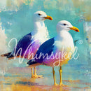 Whimsykel Saltwater Pause 21x29 tissue decoupage paper for furniture featuring coastal seagulls in watercolor seaside tones
