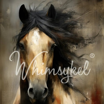 Whimsykel Wild N Free tissue decoupage paper for furniture closeup of wild horse portrait with windswept mane in warm neutral tones