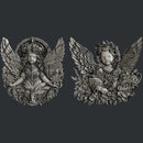 Two Zuri Cherub Twins ornate angel embellishment designs shown side by side for resin, clay, soap, and mixed media