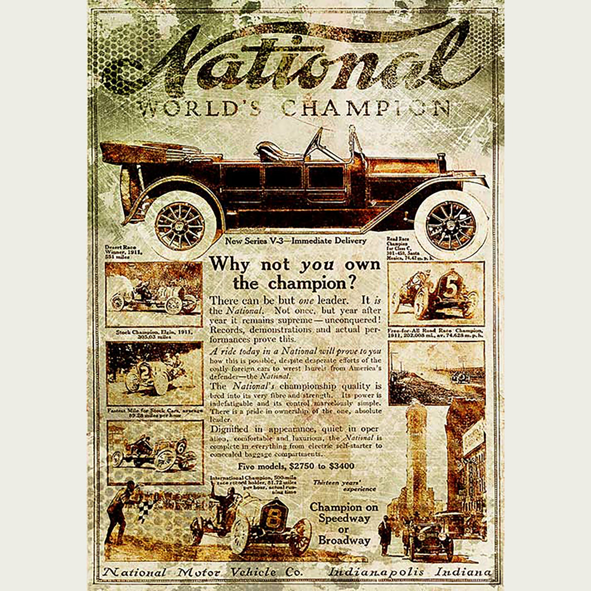 A2 rice paper design that features a vintage magazine page of a National World's Champion race car. White borders are on the sides.