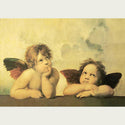 Two vintage Cherub painting decoupage rice paper. White borders on the top and bottom.