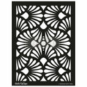 Black and white Modern Deco wall stencil. A transparent redesign logo on top. A white Cece restyled logo on the bottom left. White borders on the sides.